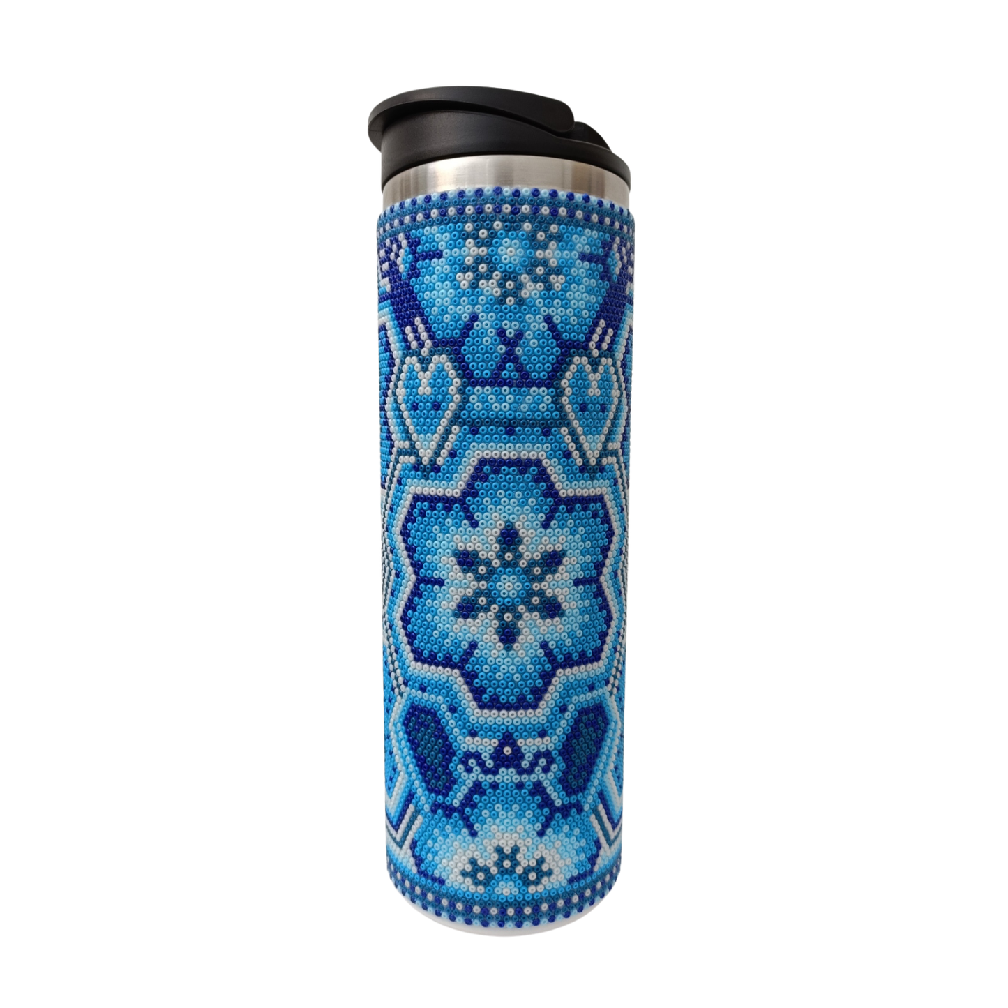 Termo Raíces; Tonos azules.